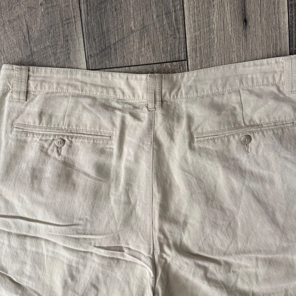 Solitude Pleated Linen Blend Shorts Beige Tan Mens 36 Tropical Lining Chino Golf